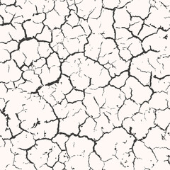 Cracked surface texture vector black and white square background