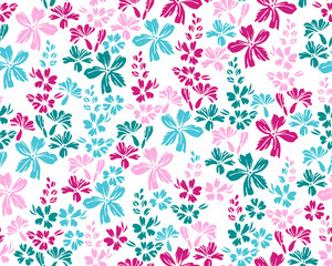 Little field forget-me-not flowers endless pattern vector illustration. Ditsy
