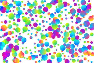 Bright flying confetti decoration vector illustration. Rainbow round elements fiesta vector. Cracker poppers falling confetti. Holiday celebration decoration background. Gift streamers.