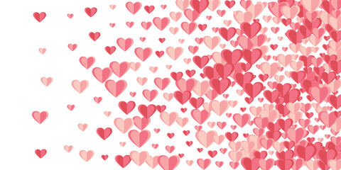 Paper 3D rosy heart symbols romantic vector background. Festive decorative elements. Greeting card