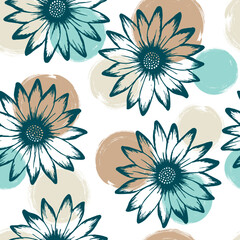 Dimorphotheca romantic vector seamless rapport. Osteospermum bloom over