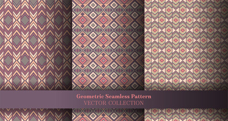 Modern geometrical argyle seamless tracery collection. British tracery ethnic patterns. Argyle ikat geometric vector seamless background package. Cover background swatches.