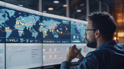 control center where logistics managers use P-IoT data to create more sustainable supply chains, reducing carbon footprints