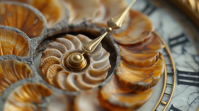 ammonite spiral shell clock dial background. 