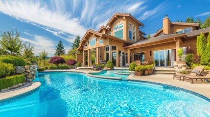 Fototapeta premium Swimming pool of a large mansion.