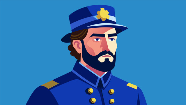 A soldier in a Civil War Union uniform complete with a blue coat and kepi hat representing the sacrifices and struggles of the time.. Vector illustration