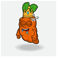 Carrot Mascot Character Cartoon With Sleep expression.