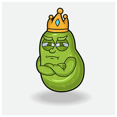 Pear Fruit Mascot Character Cartoon With Jealous expression.