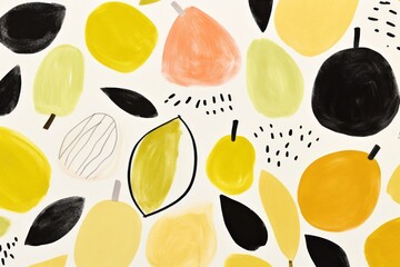 Abstract white tropical fruits backgrounds abstract painting.