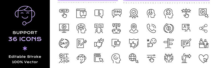 Support line icons - editable stroke