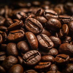 Fototapeta premium A close-up of rich brown coffee beans, exuding the enticing aroma and promise of a freshly brewed cup.