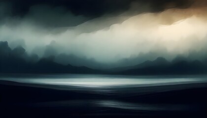 Fototapeta premium Abstract Minimalistic Landscape Digital Art Painting Graphic Artwork Nature Background Design
