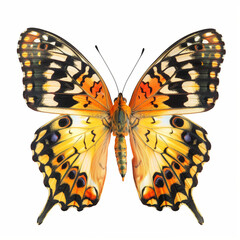 Beautiful orange and yellow butterfly isolated on a white background