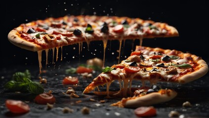 Delicious traditional pizza with cherry tomatoes, mozzarella cheese and fresh oregano.