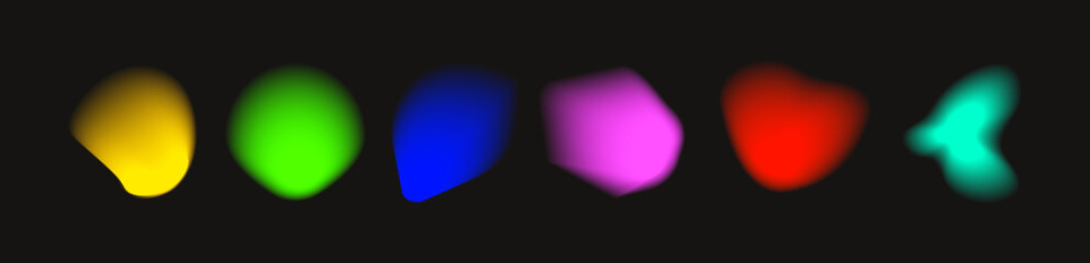 Color gradient circle with grain noise texture, vector abstract watercolor holographic shapes.Vibrant set of aura glow.Watercolor effect mesh.