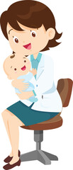 doctor or nurse,Midwife holding baby in arms