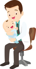 doctor or nurse,Midwife holding baby in arms