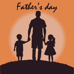 Happy father day text lettering dad Silhouette vector illustration, Father and son vector design, Father's Day dad and son in arm design background