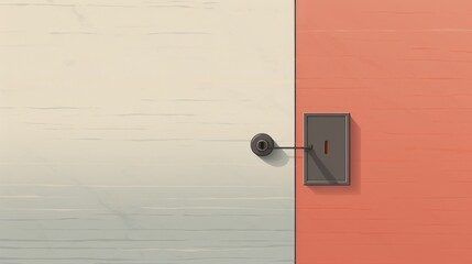 Minimalist illustration of a contemporary closed door with contrasting colors