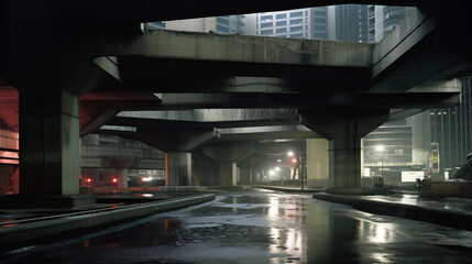Dark under bridge - obrazy, fototapety, plakaty