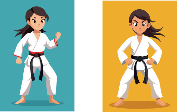 in sports uniform posing women's karateca defense-