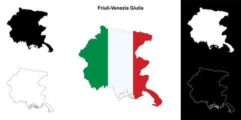 Friuli-Venezia Giulia blank outline map set