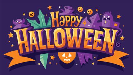 Happy Halloween! Spooky vector lettering for your holiday banner. Perfect for posters, greeting cards, and party invitations. Vector illustration.
