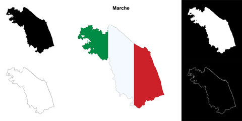 Marche blank outline map set