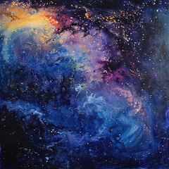 Fototapeta premium Galactic Dreams Oil-Painted Space Odyssey