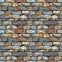 Seamless texture of gray brick wall brickwork pattern