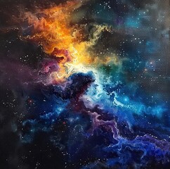 Obraz na płótnie Canvas Galactic Dreams Oil-Painted Space Odyssey