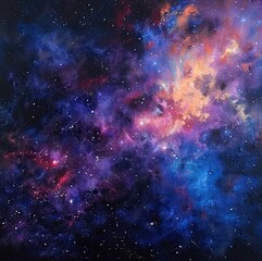 Fototapeta na wymiar Galactic Dreams Oil-Painted Space Odyssey