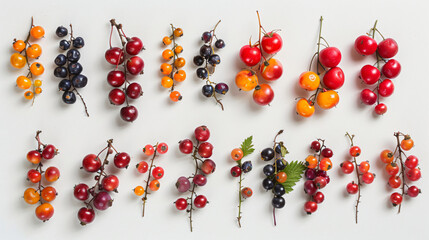 Different berries on a white background