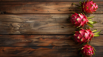 Dragon fruit on wooden background