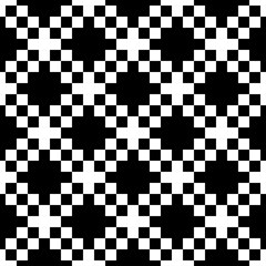 Fototapeta premium Crosses, checks ornament. Cross shapes, squares backdrop. Folk wallpaper. Embroidery background. Seamless pattern. Ethnic mosaic. Tribal motif. Digital paper, textile print, abstract. Vector artwork.