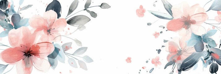 Delicate Floral Frame on White Background Generative AI