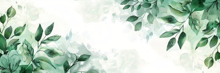 Delicate Green Floral Pattern for Wedding Stationery Generative AI