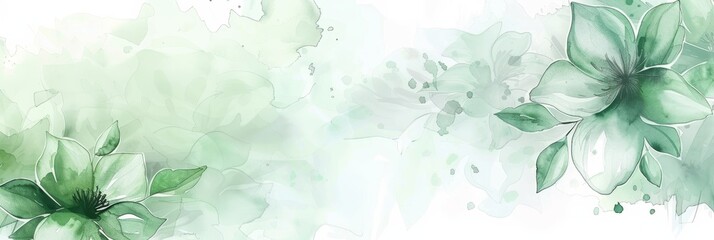 Delicate Green Floral Pattern for Wedding Stationery Generative AI