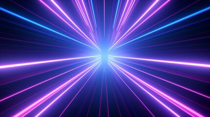 Brilliant blue and pink neon lights bursting forward against a dark backdrop