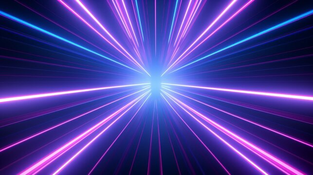 Brilliant blue and pink neon lights bursting forward against a dark backdrop