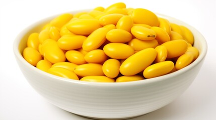 vibrant display of yellow beans nestled in a charming ceramic bowl, radiating freshness and inviting anticipation with its delightful presentation.
