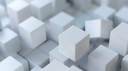 Abstract 3d rendering of white cubes background. Cubes pattern.