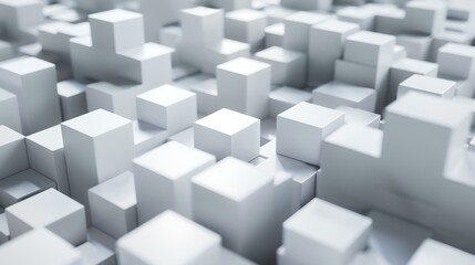 Abstract 3d rendering of white cubes background. Cubes pattern.