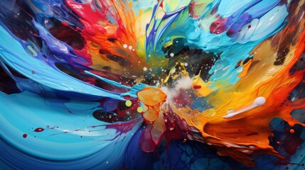 Fototapeta na wymiar Energizing swirl of vibrant paint in a dynamic abstract liquid art composition