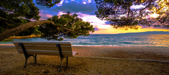 spectacular summer seascape, Brela resort, Makarska riviera, Dalmatia, Croatia, Europe, amazing...