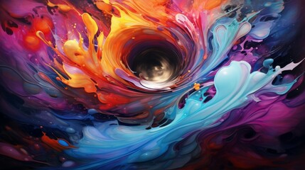 Energizing swirl of vibrant paint in a dynamic abstract liquid art composition