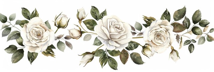 Delicate Floral Wedding Concept on White Background Generative AI - obrazy, fototapety, plakaty