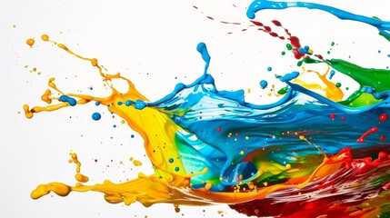 Colorful paint splash in dynamic motion on a white background