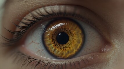 Macro yellow Eyes close up, eye health and care concept.