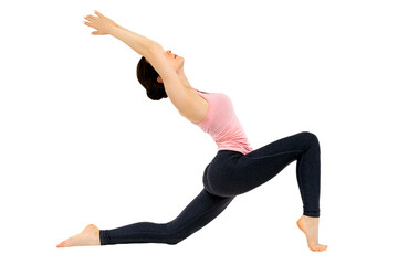 Studio shot of young woman practicing yoga, isolated. Yoga concept